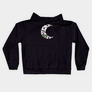 Floral Moon - Loose Watercolor Flower Wreath Kids Hoodie